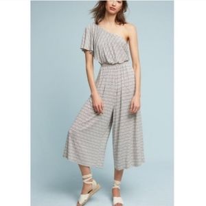 Anthropologie Maeve one shoulder tribal print cropped wide leg jumpsuit Size M